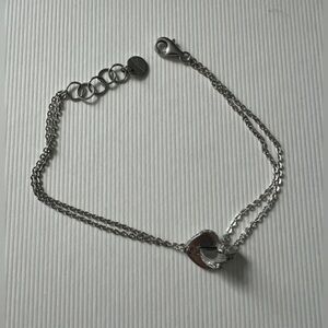 BROSWAY bracelet silver pleated with double heart - pre loved - fair conditions